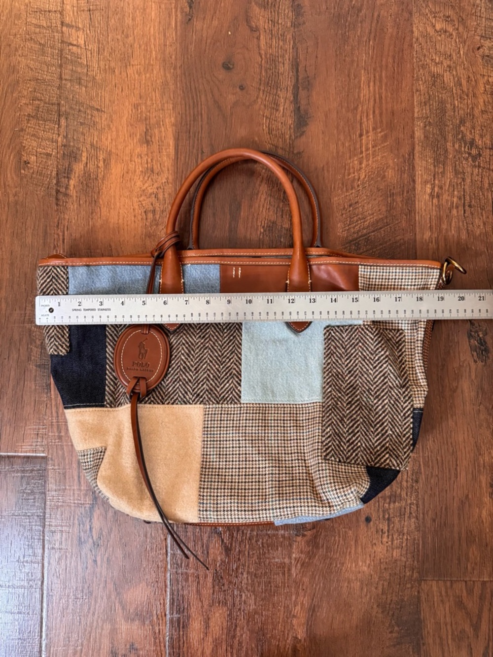 RALPH LAUREN POLO tweed and leather tote, one size, NWOT - Picture 14 of 16